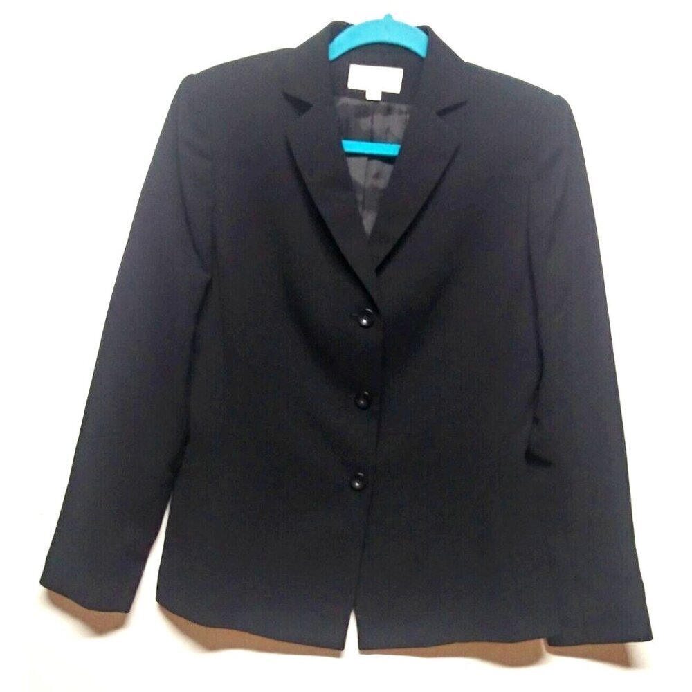 Le Suit Separates Black Blazer Womens Size 8 single breasted 3 button lined EUC
